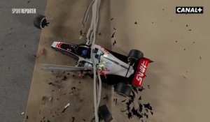 Une simulation 3d du crash de romain Grosjean En F1