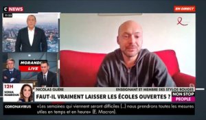 Interview de Nicolas Glière, enseignant et membre des stylos rouges, dans « Morandini Live » sur CNews et Non Stop People
