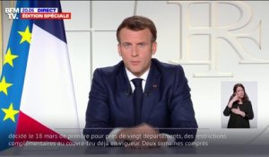 Emmanuel Macron sur les restrictions fixées le 18 mars: "Oui, cette stratégie a eu des premiers effets, mais ces efforts restent trop limités"