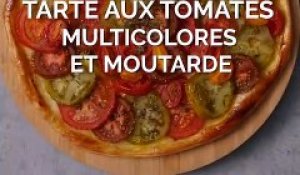 Tarte aux tomates multicolores et moutarde
