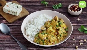 Curry de tofu épinard noisette aux légumes et lait de coco