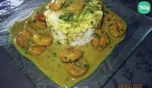 Crevette curry et riz blanc