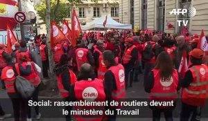 Rassemblement de routiers devant le ministère du Travail