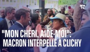 "Mon chéri, aide-moi !": une femme interpelle Emmanuel Macron à Clichy-sous-Bois