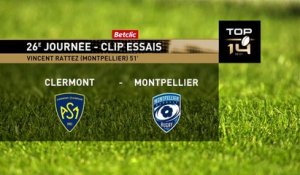 TOP 14 - Essai de Vincent RATTEZ (MHR) - ASM Clermont - Montpellier Hérault Rugby - J26 - Saison 2021:2022