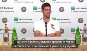 Roland-Garros - Djokovic : "Je ne me sentais pas bien dans les deux premiers sets"