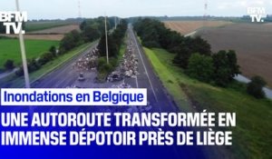 Inondations en Belgique: une autoroute transformée en un immense dépotoir près de Liège