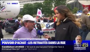 Des retraités manifestent dans la rue à Paris pour demander "une revalorisation de leur pension" face à la baisse du pouvoir d'achat