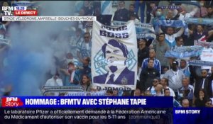 Hommage à Bernard Tapie: "We are the champions" résonne dans le stade Vélodrome