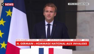 Hommage à Hubert Germain : le discours d'Emmanuel Macron aux Invalides