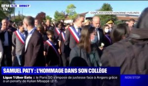 Conflans-Sainte-Honorine rend hommage à son professeur Samuel Paty dans un cortège rassemblant plusieurs centaines de personnes