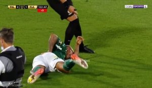 Un joueur brésilien plonge au contact de l'arbitre dans un match de football