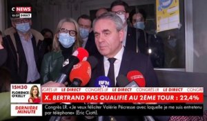 Congrès Les Républicains - Eliminé au premier tour, Xavier Bertrand s’exprime suite à sa défaite: « Ca n’a pas suffi, je n’ai pas réussi à convaincre » - VIDEO