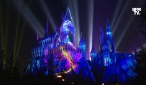 En Californie, le château d'Harry Potter s'illumine de féérie pour Noël