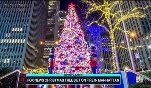 Un homme met le feu au sapin de 15 mètres devant la chaîne Fox News à New-York - Sa présidente dénonce "une attaque" contre une grande chaîne américaine