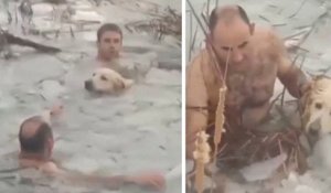 Espagne : deux policiers secourent un chien tombé dans l'eau gelée