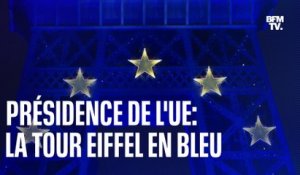 Les images de la tour Eiffel illuminée en bleu pour la présidence française du Conseil de l'UE