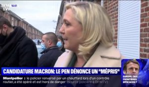 Candidature à la présidentielle: Marine Le Pen dénonce le "mépris" d'Emmanuel Macron