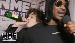 Matty Healy jumps in as Skepta discusses staying focussed, and how he and Sadiq Khan 'go against the grain' at the VO5 NME Awards 2017