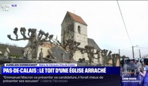 La tempête Eunice a arraché le toit d'une église à Clerques, dans le Pas-de-Calais