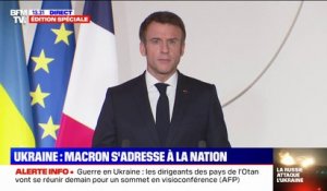Emmanuel Macron: "Les sanctions portées à la Russie seront à la hauteur de l'agression dont elle se rend coupable"