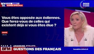 Marine Le Pen veut entamer "le chantier de démantèlement des éoliennes existantes"