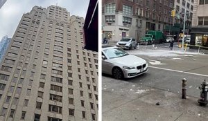 Des plaques de glace tombent des immeubles à New York