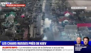 Les images de chars russes à 15 km de Kiev, attaqués par la résistance ukrainienne