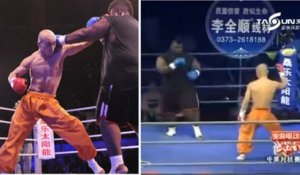 Yi Long, moine shaolin spécialiste de kung-fu, explose David Hayes, un boxeur poids lourds