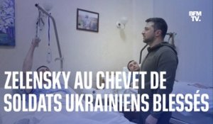 Guerre en Ukraine: les images de Volodymyr Zelensky, au chevet de militaires blessés à Kiev