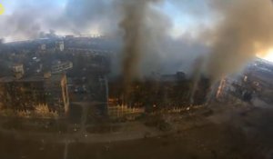 Marioupol vue du ciel, une ville dévastée par les bombardements