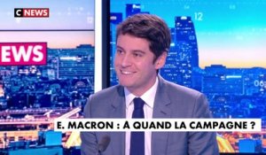 Gabriel Attal : «Emmanuel Macron ne peut pas être 100% candidat puisqu’il est président de la République»