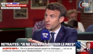 Emmanuel Macron sur la réforme des retraites: "On ne va pas la faire du jour au lendemain, (...) je ne veux pas diviser le pays"