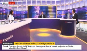 L'ex-président socialiste François Hollande met en garde contre le risque d'"une disparition" du PS en cas d'accord avec LFI qui prévoirait son effacement aux élections législatives de juin - VIDEO