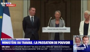 "Il y a peu de plus beaux combats que celui du travail": la passation de pouvoir entre Élisabeth Borne et Olivier Dussopt au ministère du Travail