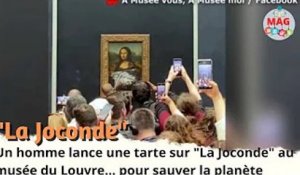 Un homme lance une tarte sur La Joconde  au musée du Louvre    pour sauver la planète