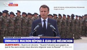 "C'est pleinement mon rôle": Emmanuel Macron répond à Jean-Luc Mélenchon et "assume" son déplacement en Roumanie