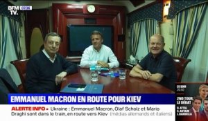 Les premières images d'Emmanuel Macron en route pour Kiev, aux côtés d'Olaf Scholz et Mario Draghi