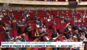 Motion de censure - Mathilde Panot (LFI): "Ceux qui ne voteront pas cette motion seront les partisans de votre politique"