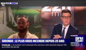 Gironde: "L'important est d'arriver à cesser le feu rapidement" déclare Mathieu Valbuena, joueur de football et propriétaire d'un camping situé près de la dune du Pilat