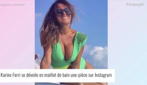 Karine Ferri "sublimissime" en maillot de bain fluo : sa peau bronzée et son décolleté XXL font mouche
