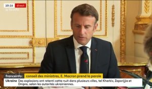 Emmanuel Macron prend la parole au conseil des ministres   Ce que nous sommes en train de vivre est de l'ordre d'une grande bascule celle de la fin de l'abondance"