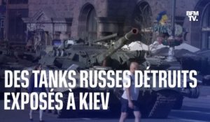 Des chars russes détruits exposés à Kiev en plein jour de l'indépendance en Ukraine