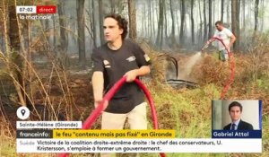 L’incendie qui s’est déclaré lundi en Gironde, dans la commune de Saumos brulant plus de 3.700 hectares de végétation et de forêt, "n’a pas progressé", indique la préfecture - VIDEO