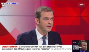 Pénurie d'essence: Olivier Véran estime que faire des provisions avec des jerrycans "n'est pas nécessaire"