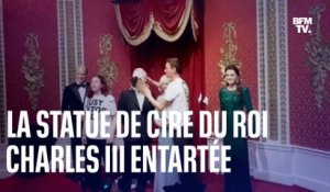 Des militants écologistes entartent la statue de cire du roi Charles III au musée Madame Tussauds