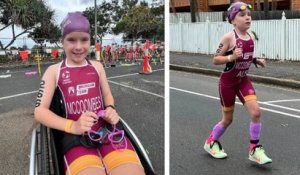 Une petite fille de 10 ans termine un triathlon alors que ses médecins lui avaient dit qu'elle ne marcherait jamais