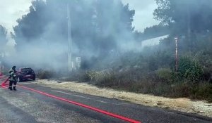 Martigues A55: un camion en feu et une fumée importante