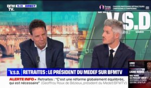 Geoffroy Roux de Bézieux (Medef) sur les retraites: "On sera vigilant à ce qui se passera au Parlement"