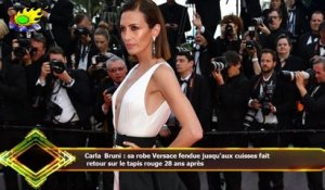 Carla Bruni : sa robe Versace fendue jusqu'aux cuisses fait  retour sur le tapis rouge 28 ans après